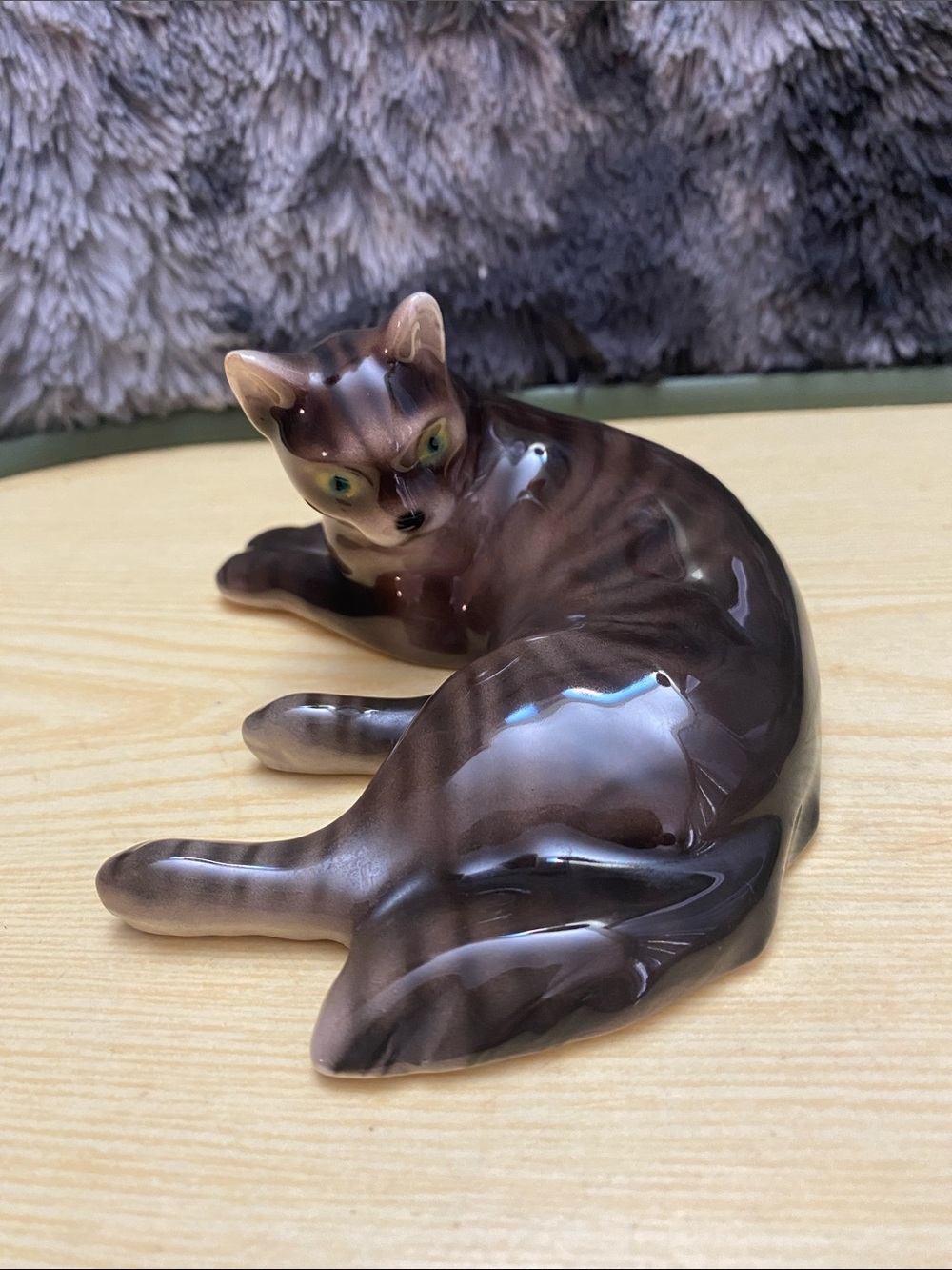 RARE Wien Knight Ceramics Austrian Striped Cat Figurine laying
Keramos